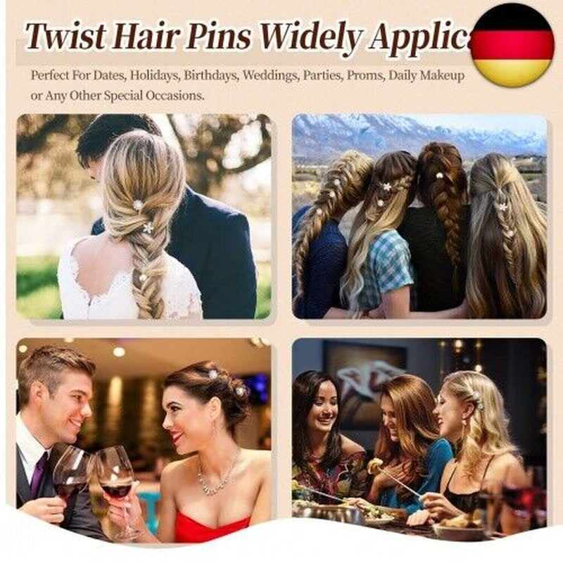 24 Stück Haarspiralen Hochzeit, Curlies Haarschmuck Perlen Strass Curlies