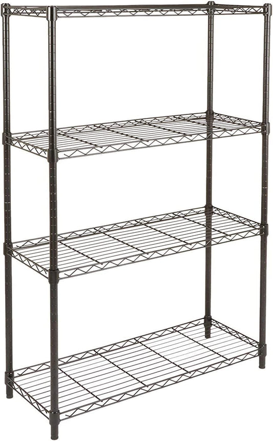 4-Shelf Storage Unit with Height Adjustable Shelves and Levelling Feet, 640 Kg Max Weight, Black, 35.6 Cm D X 91.4 Cm W X 137.1 Cm H